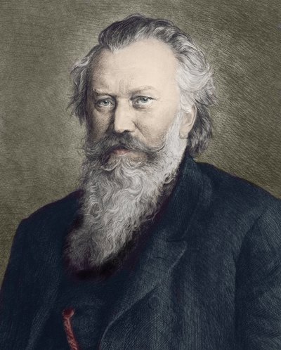 Portret Johannesa Brahmsa (1833 - 1897), niemieckiego kompozytora, pianisty i dyrygenta - autorstwa Unknown artist