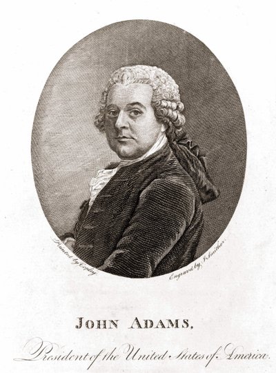 Portret Johna Adamsa (1735 - 1826), 2. prezydenta Stanów Zjednoczonych (1797 - 1801). Grawerowanie sd. 19 wiek. autorstwa Unknown artist