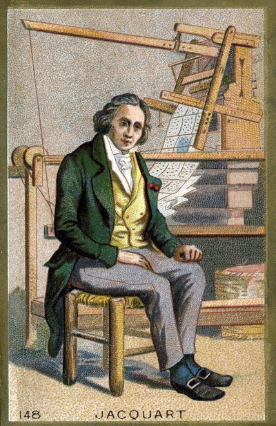 Portret Josepha Marie Jacquard (1752-1834), francuskiego mechanika, wynalazcy krosna. Chromolitografia z końca XIX wieku. autorstwa Unknown artist