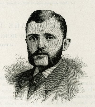 Portret L. Newcomba, członka załogi La Jeannette, na misję na biegun północny. Grawer ilustrujący „Podróż Jeannette” autorstwa Unknown artist