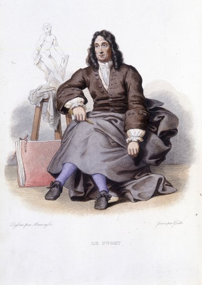 Portret Le Puget (Pierre Puget) francuskiego rzeźbiarza, malarza i architekta (1620 do 1694) - w red. Mennechet, „Le Plutarque francais”” autorstwa Unknown artist