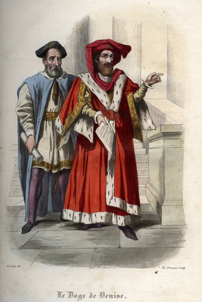 Portret Leonarda Loredana (Loredano) (1436-1521), doża Republiki Weneckiej. Rycina z 1842 roku w „Histoire des Popes” Maurice
