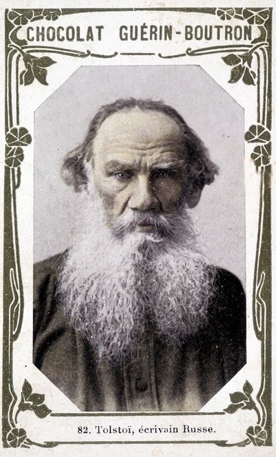 Portret Lwa Nikołajewicza, hrabiego Tołstoja (Lewa Tołstoja), rosyjskiego pisarza (1828-1910). Winieta czekoladek Guérin - Boutron autorstwa Unknown artist