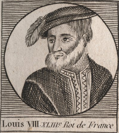 Portret Ludwika VIII (1187-1226) dit le Lion, roi de France - Ludwik VIII Lew (1187-1226) Król Francji od 1223 do 1226 - grawerunek z „Instruction sur l
