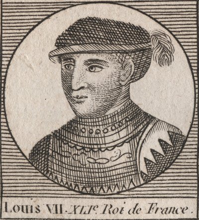 Portret Ludwika VII dit le Jeune (1120-1180), króla franków od 1137 do 1180 - Ludwika VII (zwanego Młodszym lub Młodym), króla Franków - rycina z „Instruction sur l