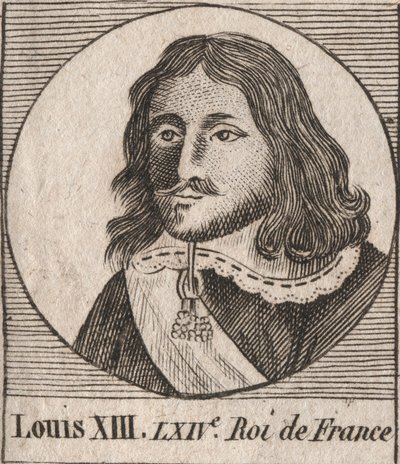 Portret Ludwika XIII Sprawiedliwego (1601-1643) Król Francji - Ludwik XIII, Król Francji od 1610 do 1643 - grawer z „Instruction sur l