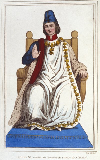 Portret Ludwika XI w stroju Zakonu Świętego Michała (1423-1483). grawerunek z 1830 autorstwa Unknown artist