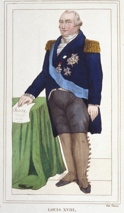Portret Ludwika XVIII (1755 - 1824), grawerowanie króla Francji z 1830 roku. autorstwa Unknown artist