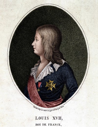 Portret Ludwika XVII, delfin z Francji - rycina z XIX wieku autorstwa Unknown artist