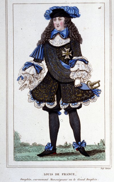 Portret Ludwika de France, księcia Burgundii (1682 - 1712) zwanego „Wielkim Delfinem”. Grawerowanie z 1830 roku. autorstwa Unknown artist
