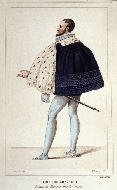 Portret Ludwika de Gonzague, księcia Mantui, teraz przez małżeństwo w 1565 z Henriette de Cleves, nowym księciem Nevers. grawerunek z 1830 autorstwa Unknown artist