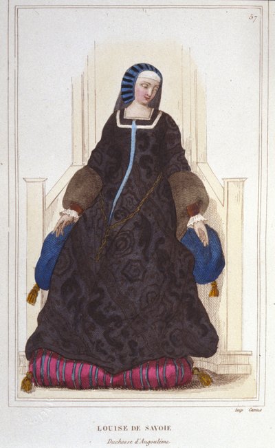 Portret Louise de Savoie, księżnej Angoulene i matki Franciszka I (1476 - 1531) grawerowanie z 1830 r. autorstwa Unknown artist