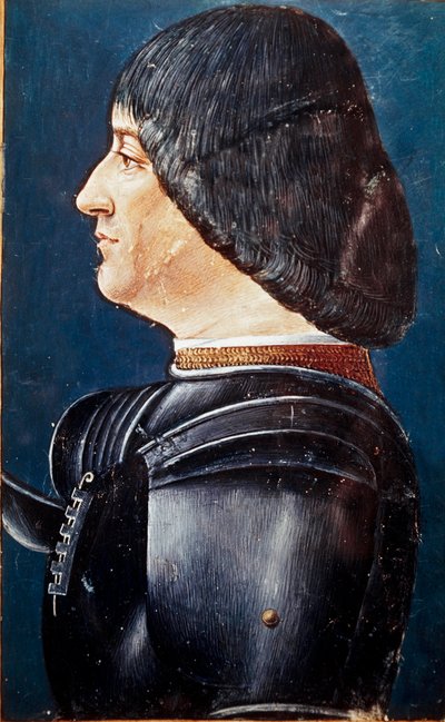 Portret Ludovica Marie Sforza dit le More (Ludovico Maria Sforza znany jako il Moro) (1452-1508) Miniatury w „”Grammatica”” Aeliusa Donatusa (Donato), koniec XV wieku. Biblioteka Trivulziana, Mediolan. SM. 2167. autorstwa Unknown artist