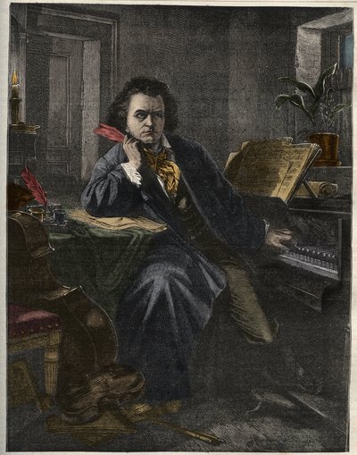 Portret Ludwiga van Beethovena (1770-1827), niemieckiego kompozytora i pianisty autorstwa Unknown artist