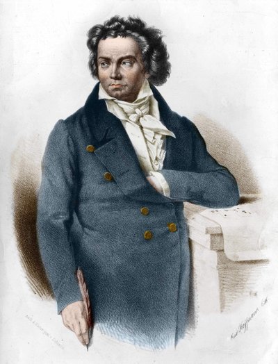 Portret Ludwiga van Beethovena (1770 - 1827) rycina z XIX wieku autorstwa Unknown artist
