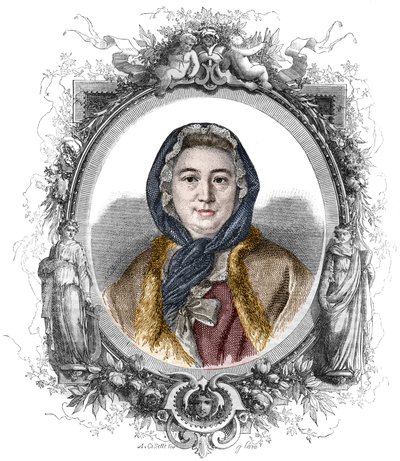 Portret Madame Geoffrin, z domu Marie Therese (Marie-Therese) Rodet (1699-1777) - Grawerowanie z 1858 roku autorstwa Unknown artist