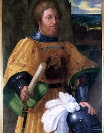Portret Marcoantonio Colonna, generała, który brał udział w bitwie pod Lepante (Lepanto) w 1571 roku. Malarstwo sd. epoki Akademii Marynarki Wojennej w Livorno autorstwa Unknown artist