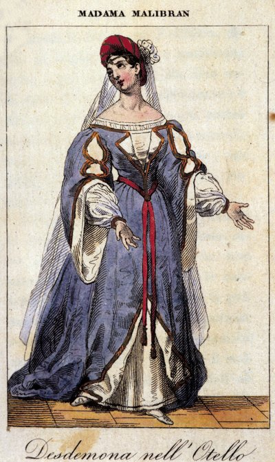 Portret Marii Garcii zwanej śpiewaczką Malibran (1808-1836) w roli Desdemone dla „Otella” (Otello) Gioachino Rossiniego Teatro alla Scala 1833. autorstwa Unknown artist