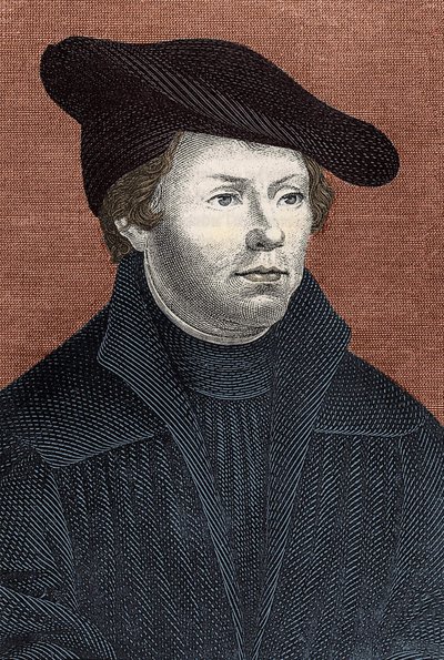 Portret Marcina Lutra (1483 - 1546) Niemiecki reformator religijny - rycina autorstwa Unknown artist