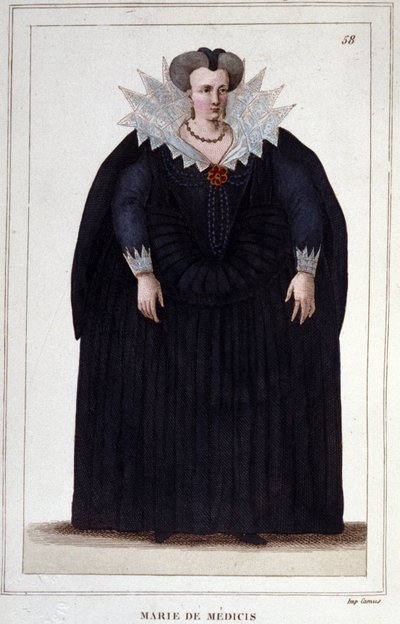 Portret Marii Medycejskiej (1573-1642), żony Henryka IV i matki Ludwika XIII. Grawerowanie od 1830 autorstwa Unknown artist