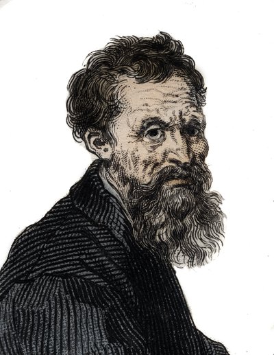 Portret włoskiego rzeźbiarza Michała Anioła Buonarrotiego - Portret Michała Anioła Buonarrotiego dit Michel Ange (Michelangelo lub Michelangelo autorstwa Unknown artist