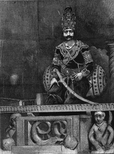 Portret Nasira Al-Dina (Nasser al Din) (1831-1896) szacha perskiego na tronie. autorstwa Unknown artist