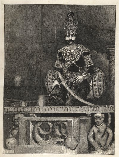 Portret Nassera Eda Dina (1831-1896), szacha perskiego (Iran). Nazywany również Nasseredin Shah, Nasserer-al-Din Shah Qajar, Nasser al-Din Shah Qajar, Nasiruddin Shah - (1831-1896) - 1873 autorstwa Unknown artist