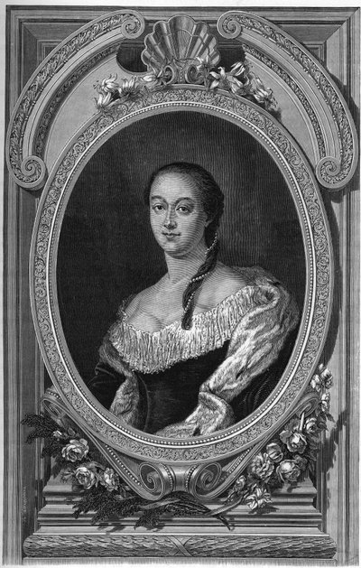 Portret Nathalie (Natalaie) Dolgoruki (1714-1771), córki Borysa Pietrowicza Czeremietiewa - Rycina z 1862 r. w „Królowych świata” naszych pierwszych pisarzy, Książka wydana pod kierunkiem Jeana Germaina Pożądanie ARMENGAUD autorstwa Unknown artist