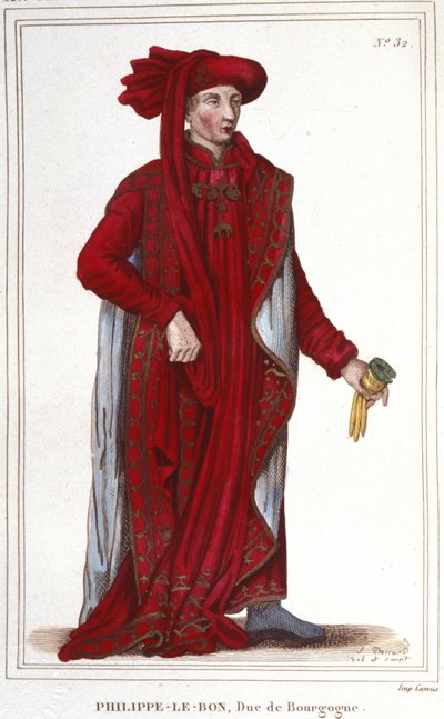 Portret Filipa III Dobrego (1396-1467), rycina księcia Burgundii z 1830 r autorstwa Unknown artist