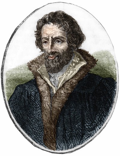 Portret Filipa Melanchtona (Melanchtona) (1497 - 1560), niemieckiego reformatora religijnego. Rycina XIX wieku autorstwa Unknown artist
