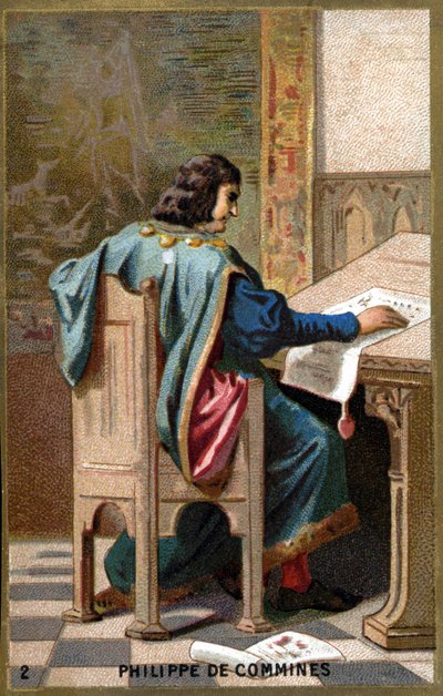 Portret Philippe de Comines (Comines lub Comines) (1447-1511). Chromolitografia XIX wieku. autorstwa Unknown artist