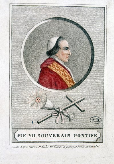 Portret Piusa VII (1742 - 1823) w medalionie - grawer autorstwa Unknown artist