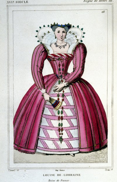 Portret królowej Luizy Lotaryńskiej (1553 - 1601), żony Henryka III. Grawerowanie z 1830 roku. autorstwa Unknown artist