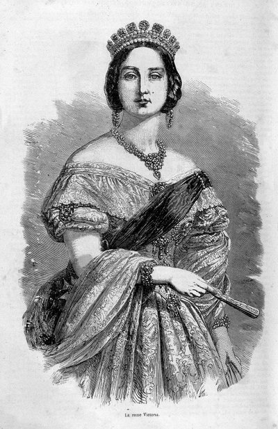 Portret młodej królowej Wiktorii - rycina, połowa XIX wieku autorstwa Unknown artist