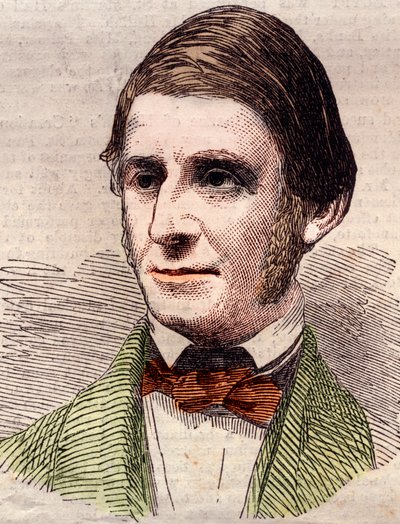 Portret Ralpha Waldo Emersona (1803-1882), eseisty, filozofa, poety amerykańskiego. Grawerowanie w „Ilustrowanych wiadomościach londyńskich” z 20 marca 1858 r. autorstwa Unknown artist