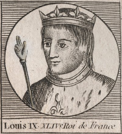 Portret Saint Louis (Saint-Louis, Louis IX (1214-1270) - Saint Louis IX (1214-70) król Francji - grawerowanie z „Instruction sur l