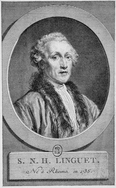 Portret Simona Nicolasa Henri Lingueta (1736 - 1794). Rycina z końca XIX wieku w „Histoire de France” H. Martina. autorstwa Unknown artist