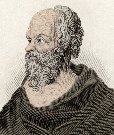 Portret Sokratesa (470-399 pne), filozofa greckiego. Grawerowanie z XIX wieku. autorstwa Unknown artist
