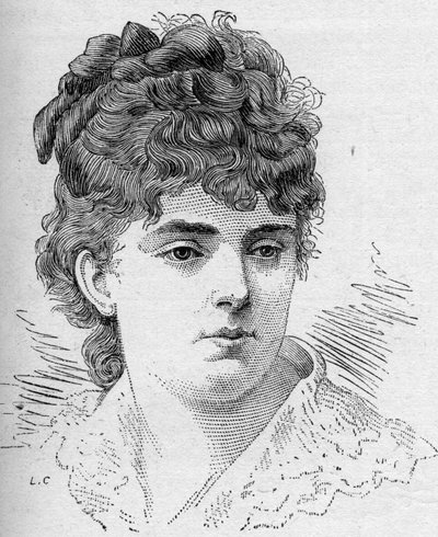 Portret Sophie Croizette, francuskiej komiczki, członkini Comedie Francaise od 1868 do 1882 roku. Grawer „” Le Monde Illustré” nr 1168 z 16 sierpnia autorstwa Unknown artist