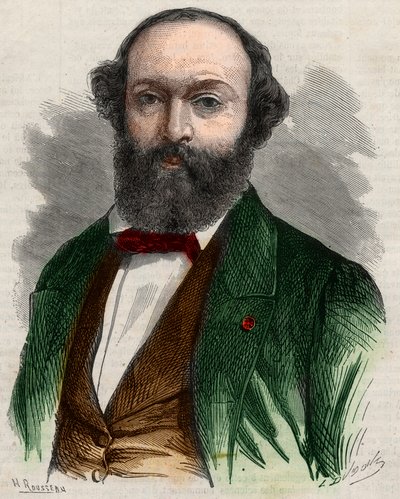 Portret Teodora Rousseau (1812-1867), francuskiego malarza. Grawerowanie w „”Wspaniałym wszechświecie”” autorstwa Unknown artist
