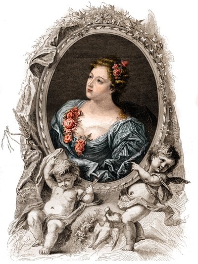 Portret Theophano lub Theophanie (Theophanu lub Theophania) Bizantyjskiego Cesarza z X wieku. Rycina XIX wieku. autorstwa Unknown artist