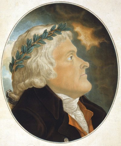 Portret Thomasa Jeffersona (1743 - 1826) amerykańskiego pisarza politycznego i męża stanu narysowany przez jego przyjaciela Tadée Kosciusko i wygrawerowany przez pana Sokolnickiego. Grawerowanie sd. 19 wiek. autorstwa Unknown artist