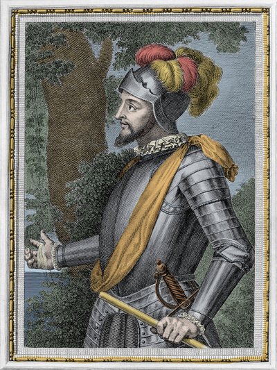 Portret Vasco Nuneza de Balboa, hiszpańskiego zdobywcy (1475-1517) - Grawerowanie XIX wiek autorstwa Unknown artist
