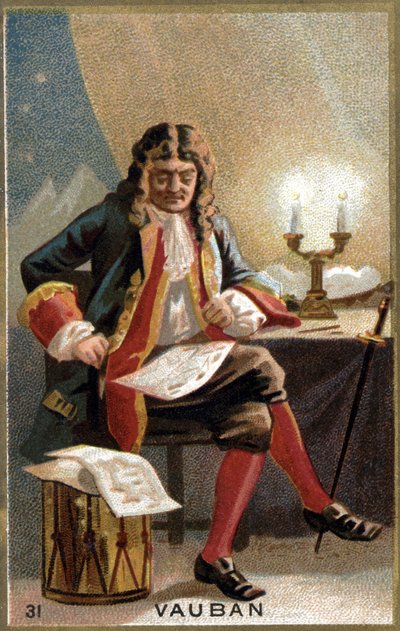 Portret Vaubana (1633-1707). (Sébastien Le Prestre de Vauban) Marszałek Francji i inżynier wojskowy. Chromolitografia XIX wieku. autorstwa Unknown artist