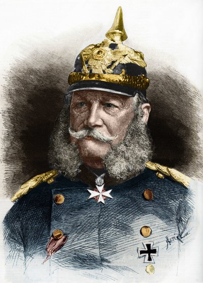 Portret Wilhelma I (1797-1888), króla Prus i cesarza Niemiec. Rycina z końca XIX wieku. autorstwa Unknown artist