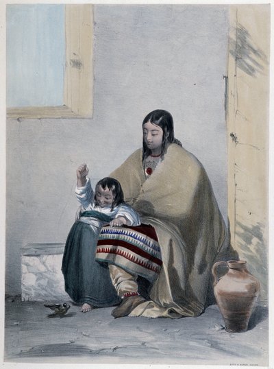 Portret Hurona, Indianina z Kanady, z dzieckiem - w „Szkicach Shytha w Kanadzie” Coke Smyth, Londyn autorstwa Unknown artist