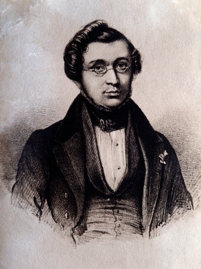 Portret angielskiego kompozytora Adolphe Adama (1803-1856) Grawer. Bolonia z XIX wieku, civico museo bibliografico autorstwa Unknown artist