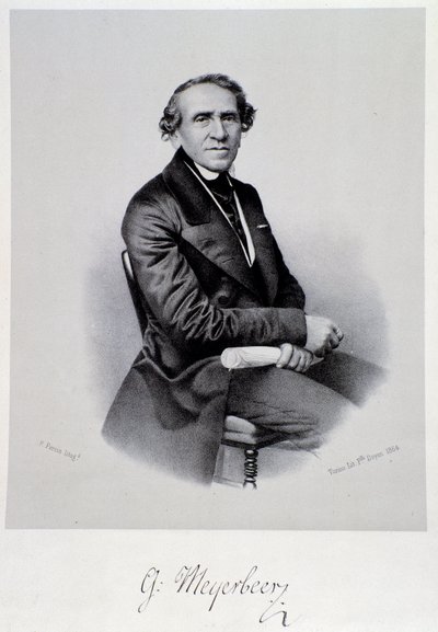 Portret niemieckiego kompozytora operowego Giacomo Meyerbeera (1791-1864) Rycina. 19 wiek. Bolonia, miejskie muzeum muzyki autorstwa Unknown artist