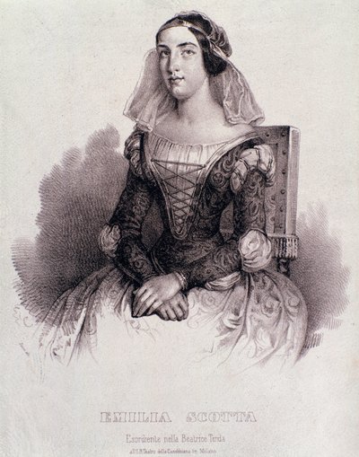 Portret piosenkarki Emilii Scotta w operze Beatrice de Tende autorstwa Unknown artist