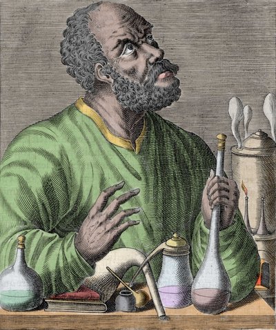 Portret arabskiego chemika Jabera (Jabir Ibn Hayyan) Jabira Ibn Hayyana (621-6). autorstwa Unknown artist